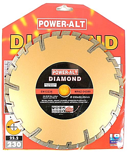 Power-Alt 230-zlota Diamantový kotúč 230mm segmentový hlboký rez
