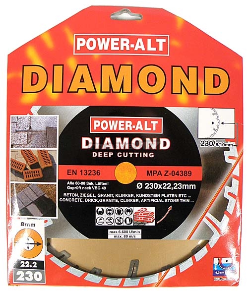 Power-Alt 230-zlota Diamantový kotúč 230mm segmentový hlboký rez