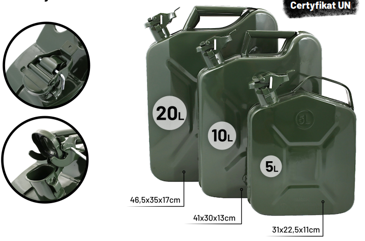 Irma KAN20M Kovový plechový kanister 20L nádoba na pohonné hmoty, palivo