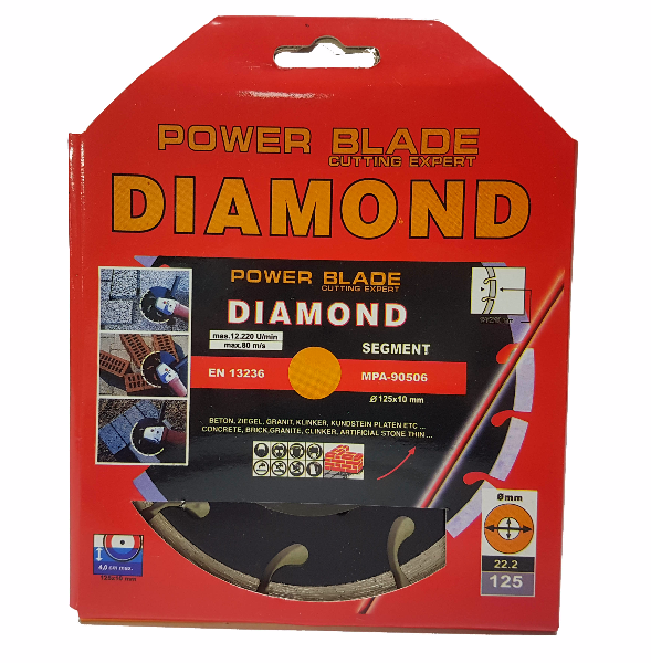Mar-pol M08525 10x DIAMANTOVÝ KOTÚČ SEGMENT na betón a dlažbu 125mm 22,2x10mm Power-alt 10kusu