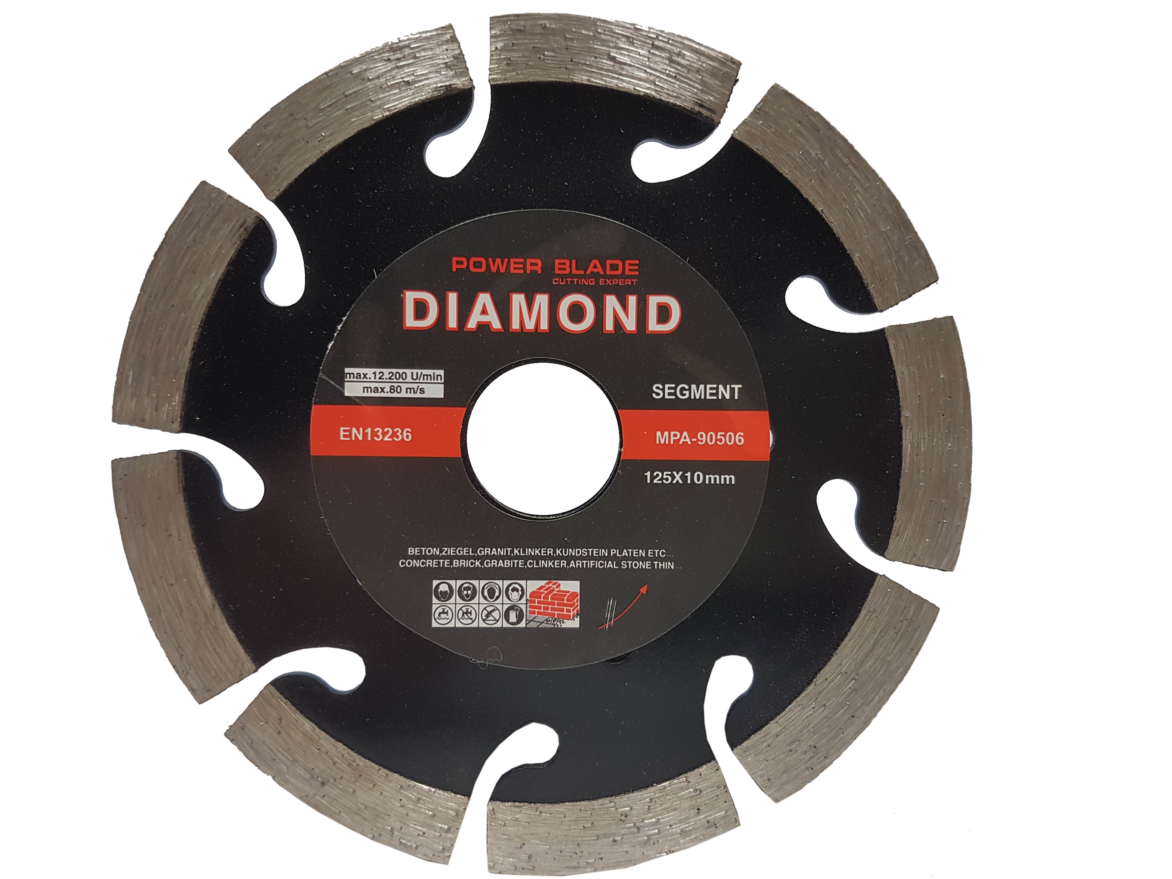 Mar-pol M08525 10x DIAMANTOVÝ KOTÚČ SEGMENT na betón a dlažbu 125mm 22,2x10mm Power-alt 10kusu