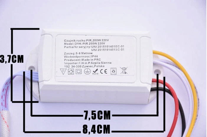 220V POHYBOVÉ ČIDLO SO SENZOROM 200W snímač pohybu pohybový senzor súmrakový 10 kusov