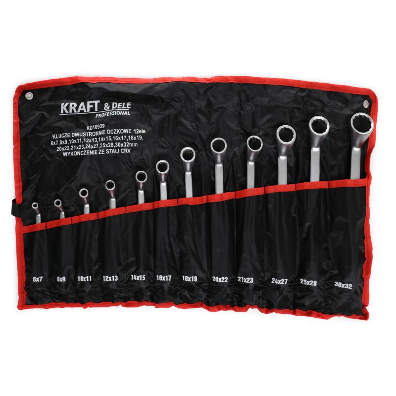 Kraft&Dele KD10939 Dvojstranné očkové ploché kľúče sada 12ks 6-32mm puzdro