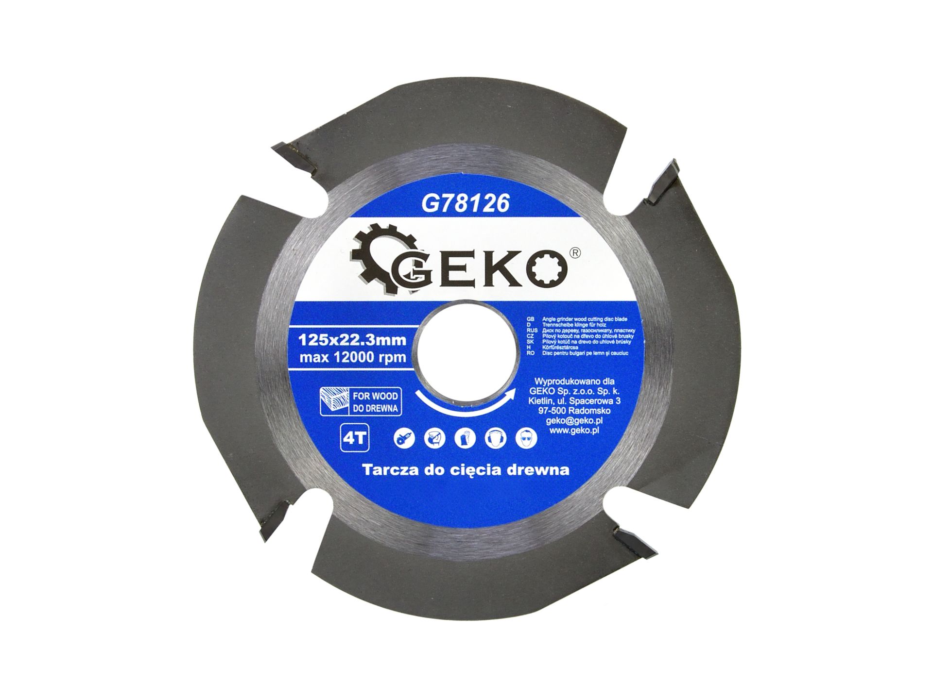 GEKO G78126 Kotúč na rezanie dreva pre uhlovú brúsku 125X22,23mm 4T