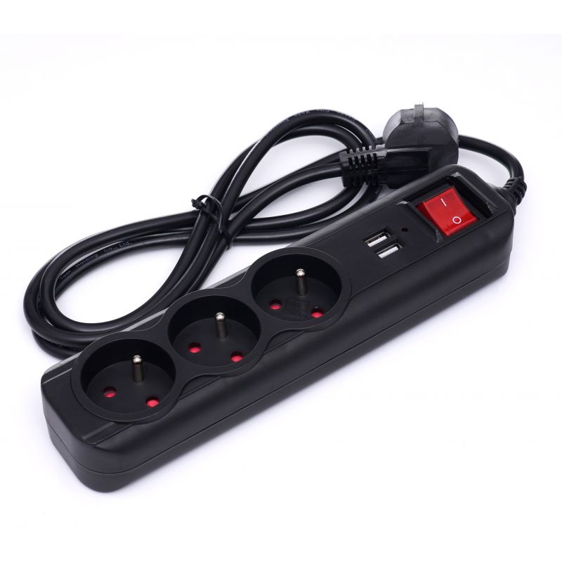 KRAFT&DELE KD4031 PREDLŽOVACÍ KÁBEL S USB 1,5M 3X ZÁSUVKY 2X USB PORT