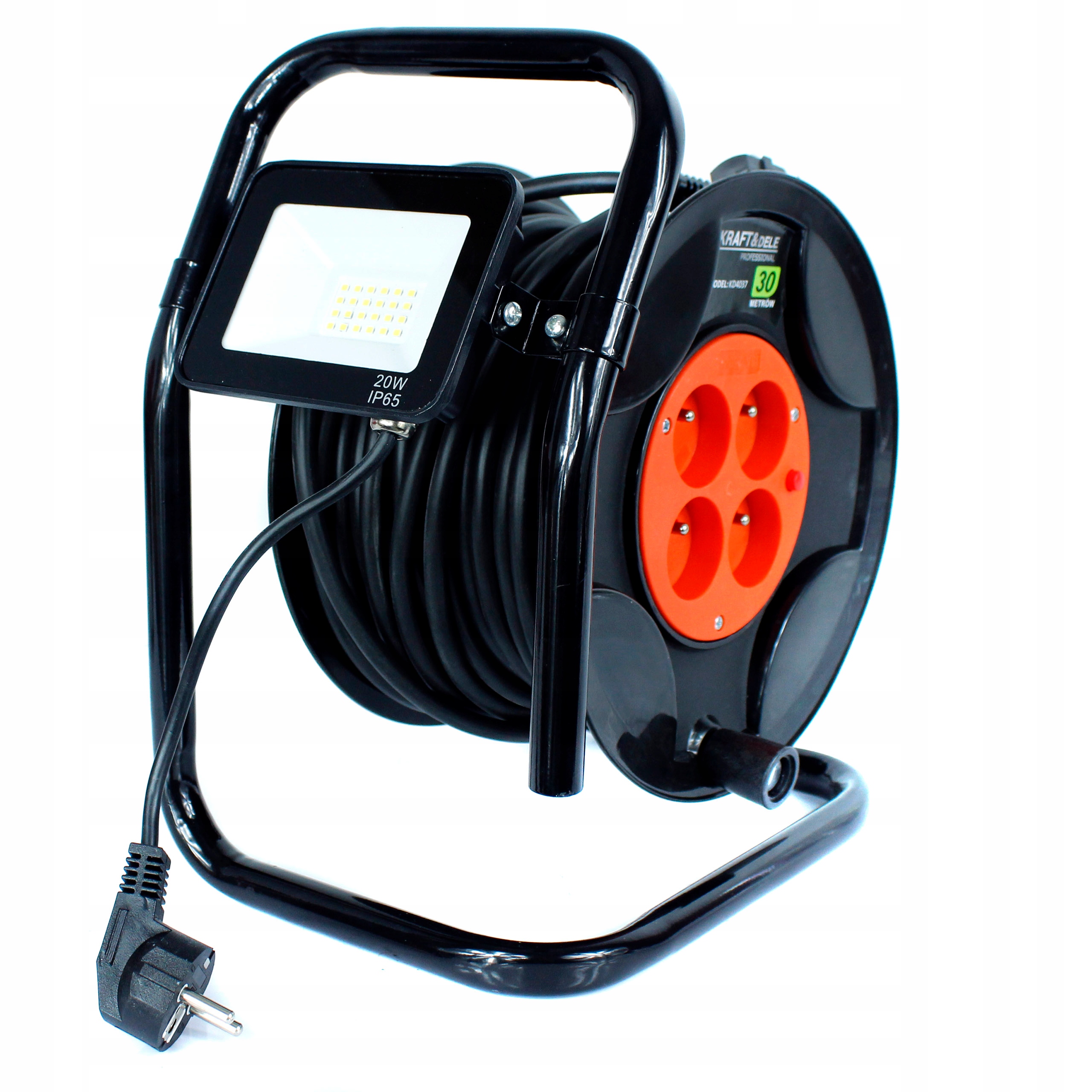 Kraft&Dele KD4037 PREDLŽOVACÍ KÁBEL NA BUBNE 30M + LED LAMPA 3x2,5mm