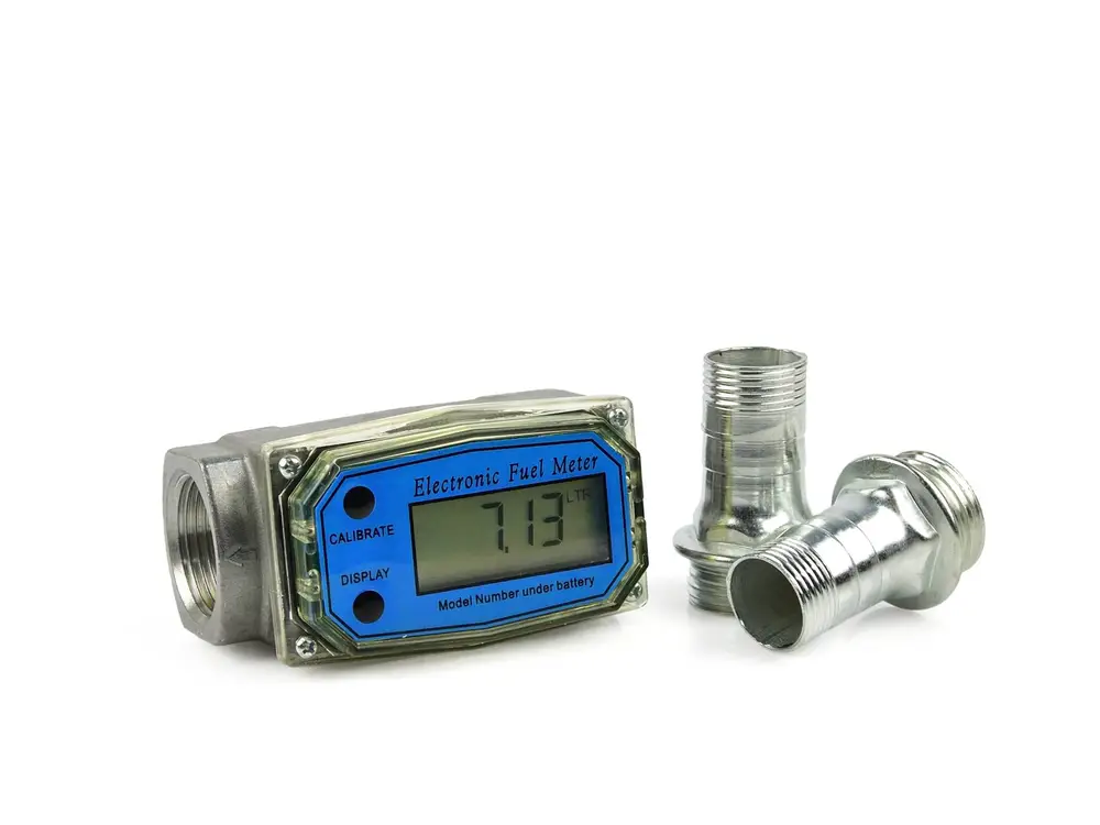 GEKO G00970 Univerzálny prietokomer kvapalín/palív LCD 1", manometer