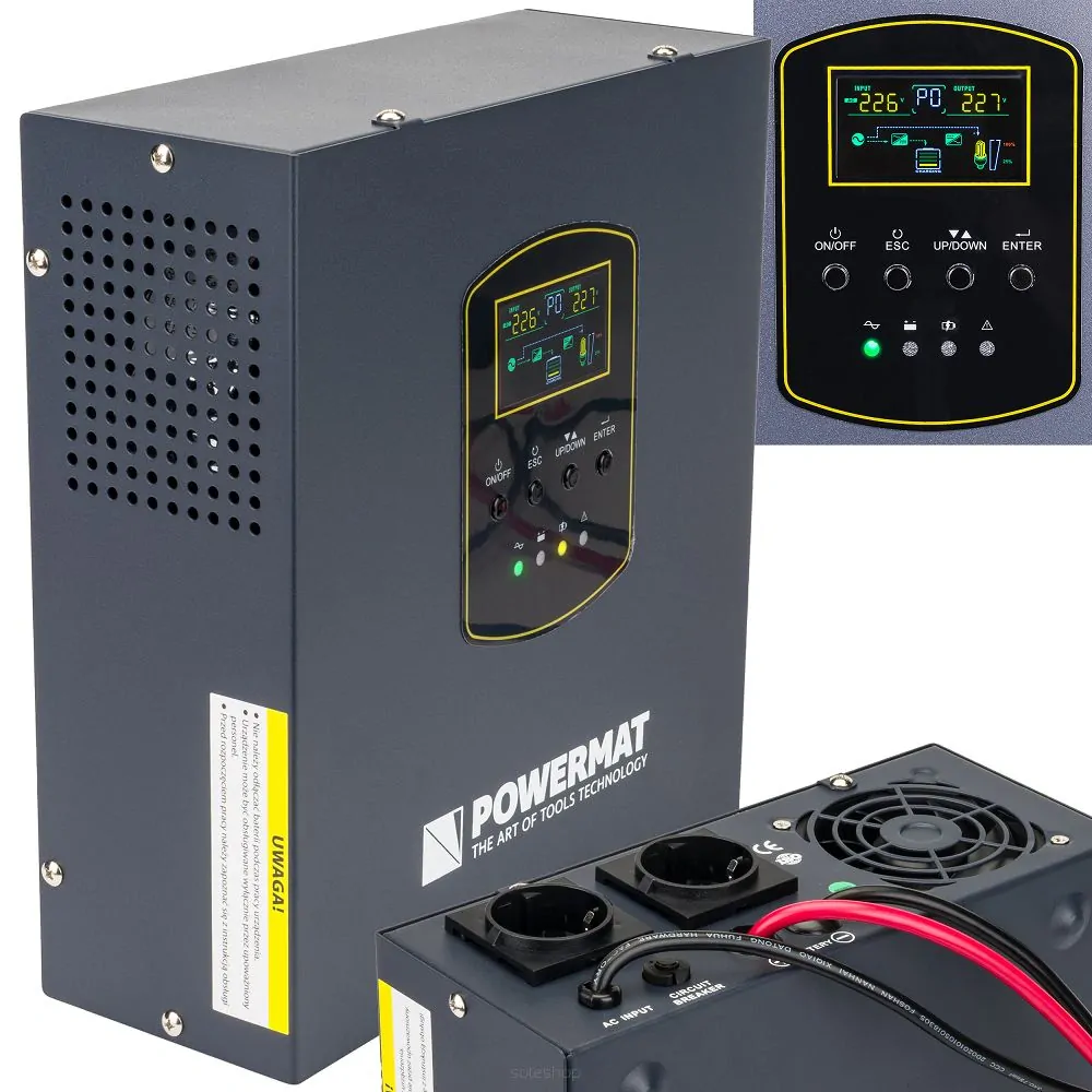 POWERMAT PM-UPS-800MW Záložný zdroj s LCD displejom pre PC, servery, ochrana UPS LCD 800VA 500W