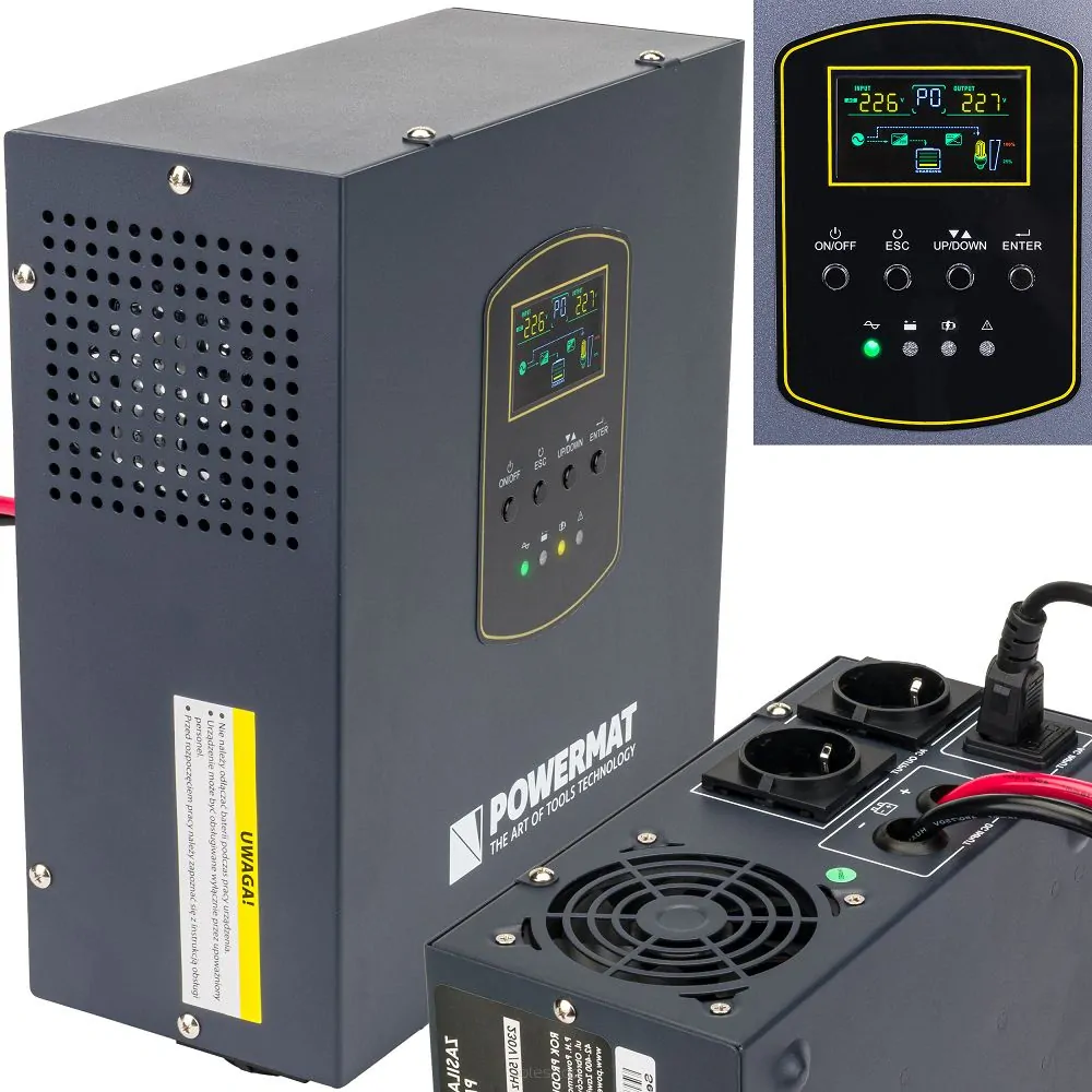 POWERMAT PM-UPS-1000MW Záložný zdroj s LCD displejom pre PC, servery, ochrana UPS LCD 1000VA 800W