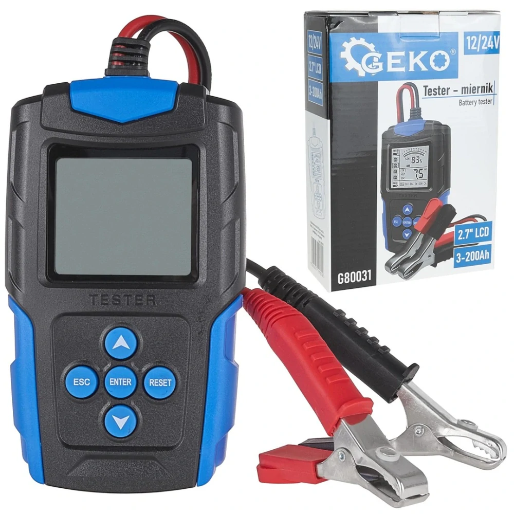 GEKO G80031 Tester voltmeter, 12/24V 3Ah-200Ah tester batérií LCD