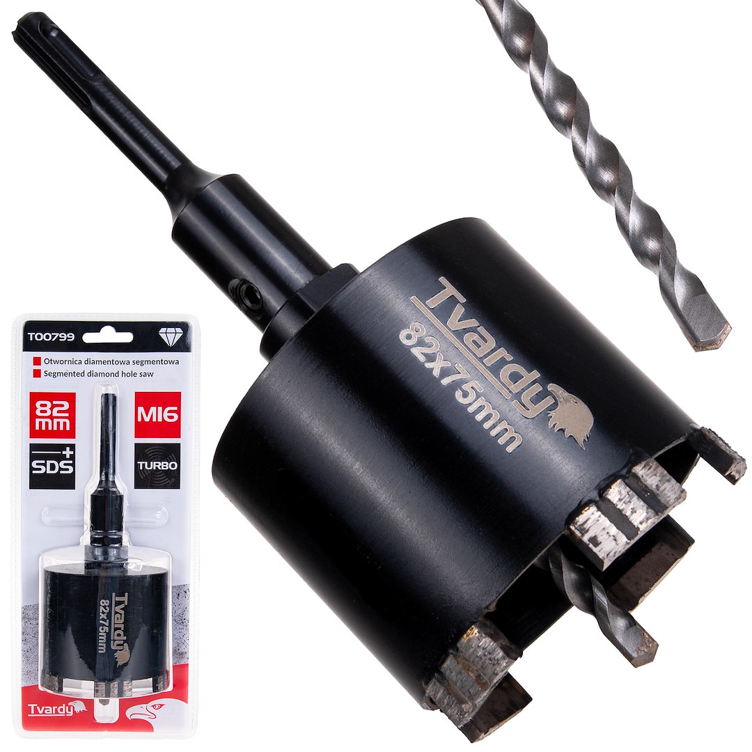Geko T00799 Korunkový vrták vykružovák do steny betónu turbo 82mm SDS Plus