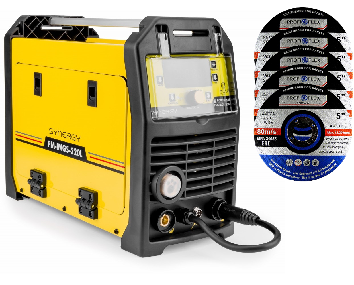 Powermat PM-IMGS-220L Invertorová zváračka MIG MAG MMA LIFT-TIG SYNERGY 5 kotúčov na kov