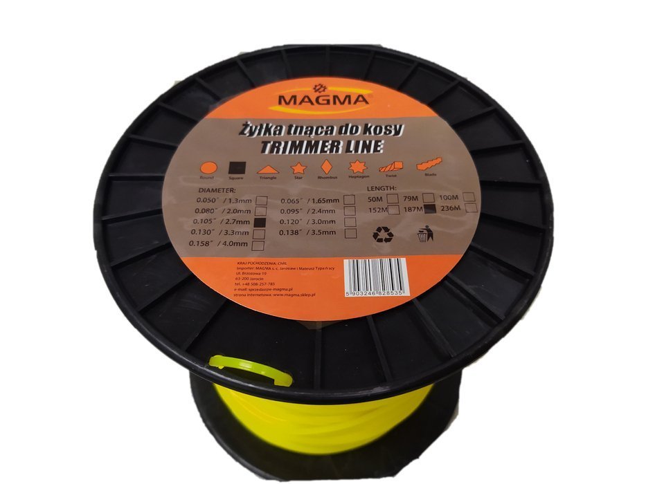 MAGMA Struna pre krovinorez, vyžínač 2,7mm x 187m štvorec TRIMMER LINE