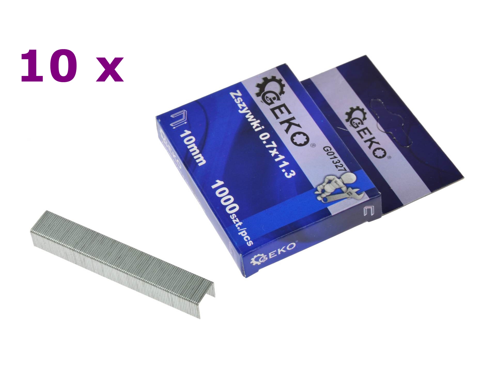 GEKO G01327 Spony do zošívačky svorky sponky 0,7 x 11,3mm 10mm 1000ks / 10 balení