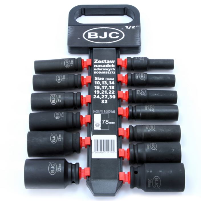 Mar-Pol M58272 Kľúče Súprava nástrčných kľúčov pre rázový uťahovák hlavice BJC 1/2 "10-32mm