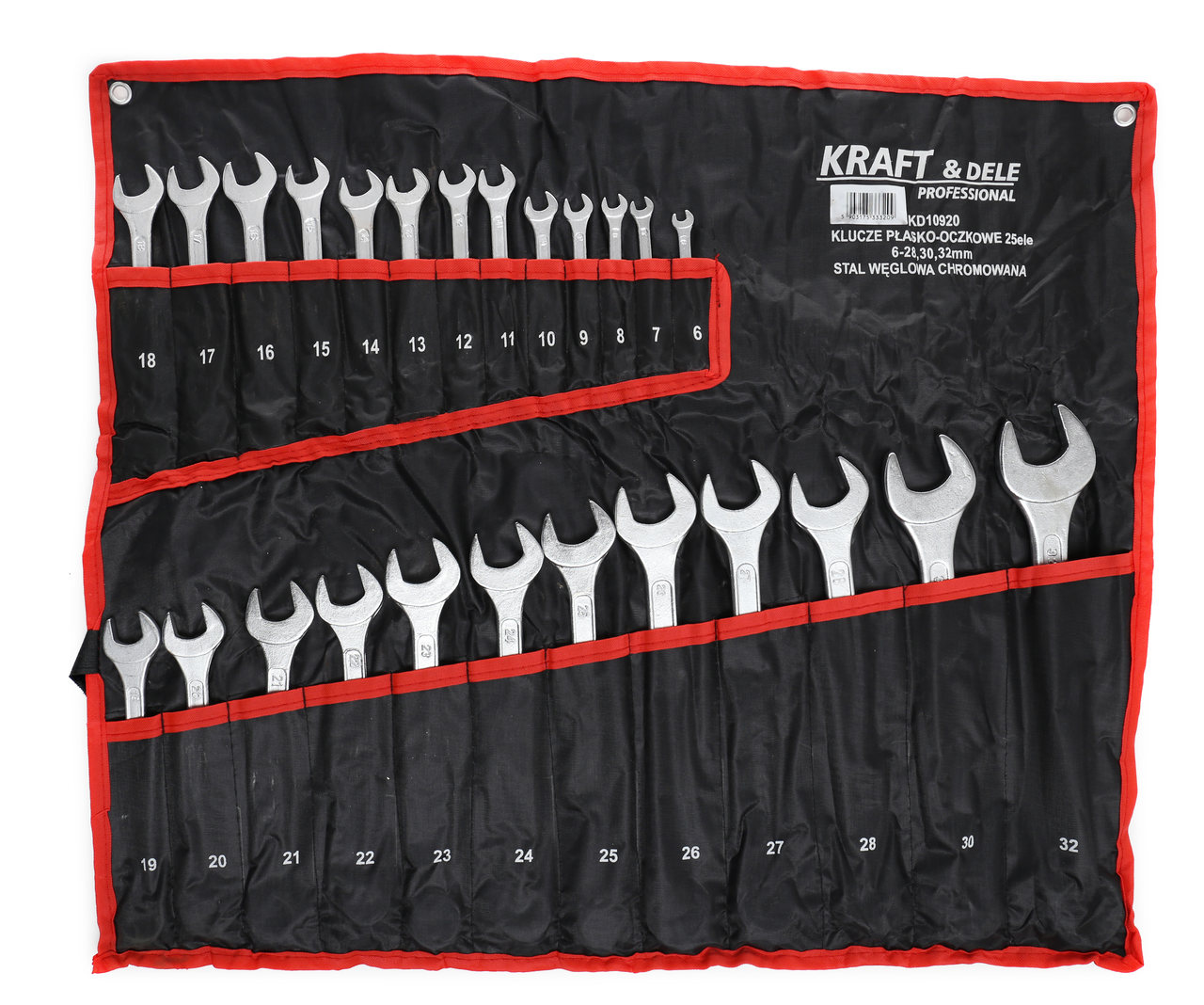 Kraft&Dele KD10920 6-32mm kľúče očkové ploché otvorené puzdro 25ks Sada