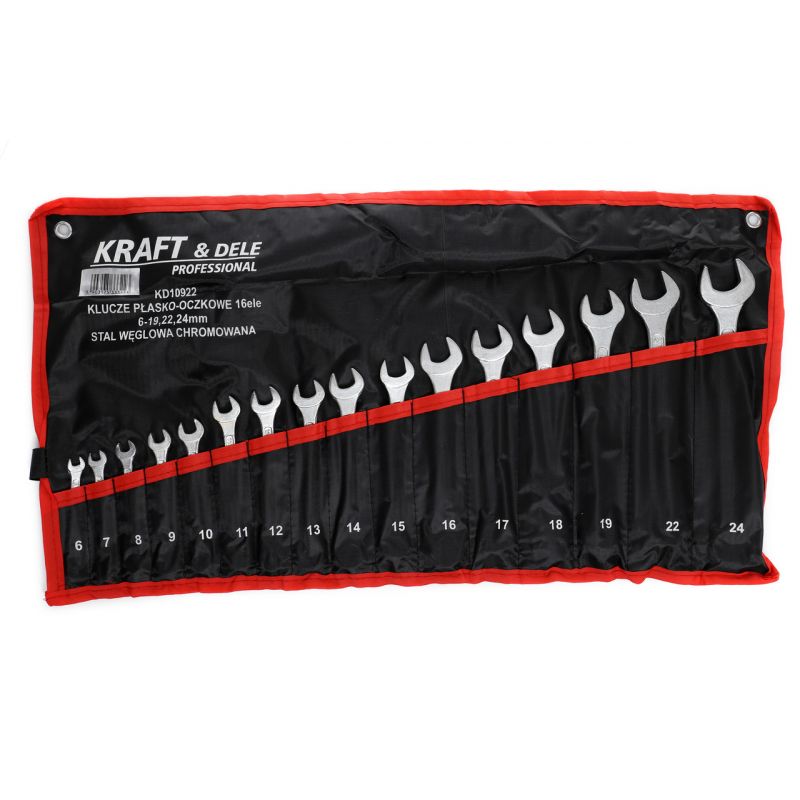 Kraft&Dele KD10922 6-24mm kľúče očkové ploché otvorené puzdro 16ks Sada