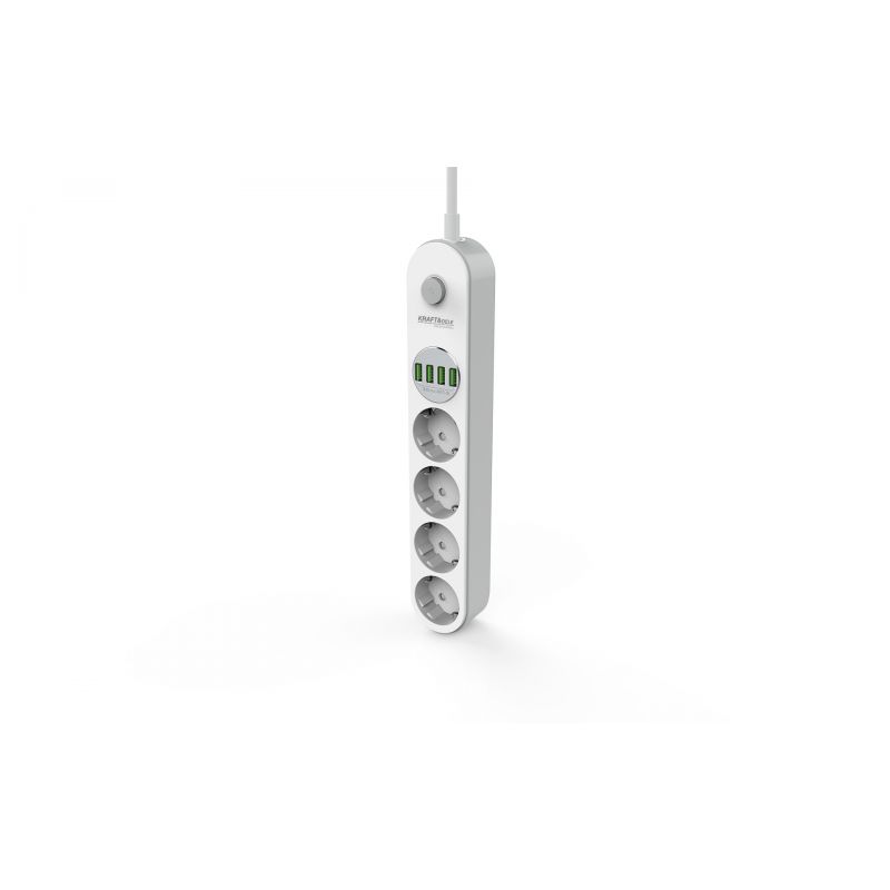 Kraft&Dele KD4030 Predlžovací kábel 2m predlžovačka 4 zásuvky vypínač 4 USB