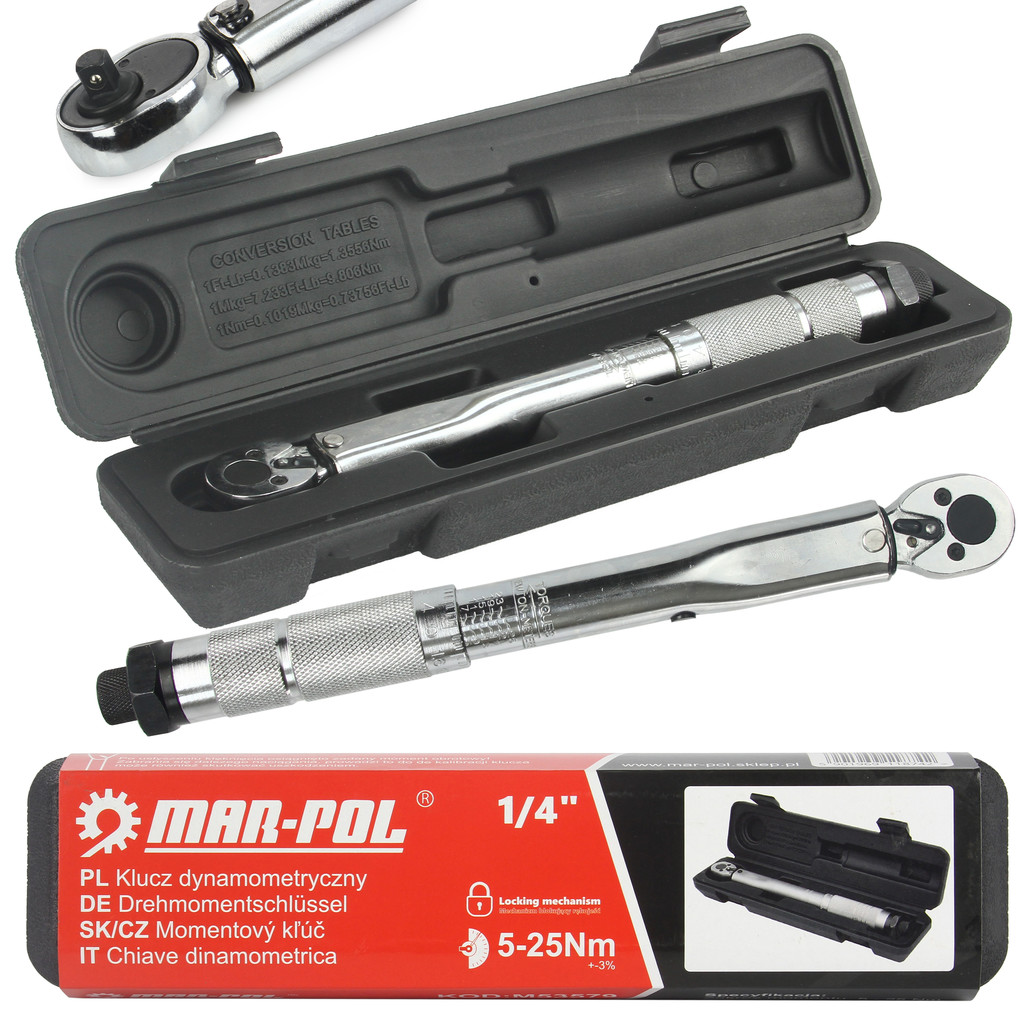 MAR-POL M53579 Momentový kľúč 1/4" 5-25 Nm
