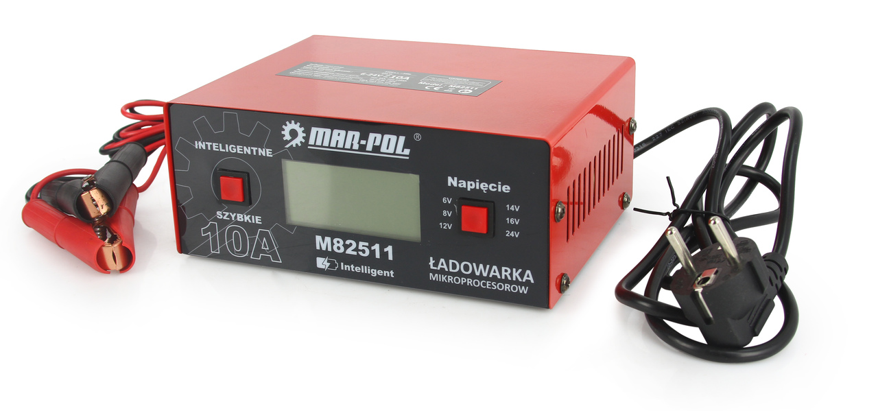 MAR-POL M82511 Autonabíjačka batérií 6V / 8V / 12V / 14V / 16V / 24V 10A mikroprocesorová