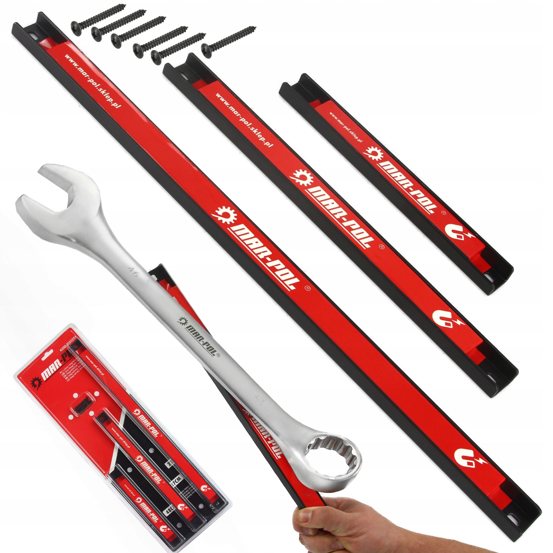 MAR-POL M66851 Magnetické lišty 23,37,48 cm držiak na nože náradie kľúče