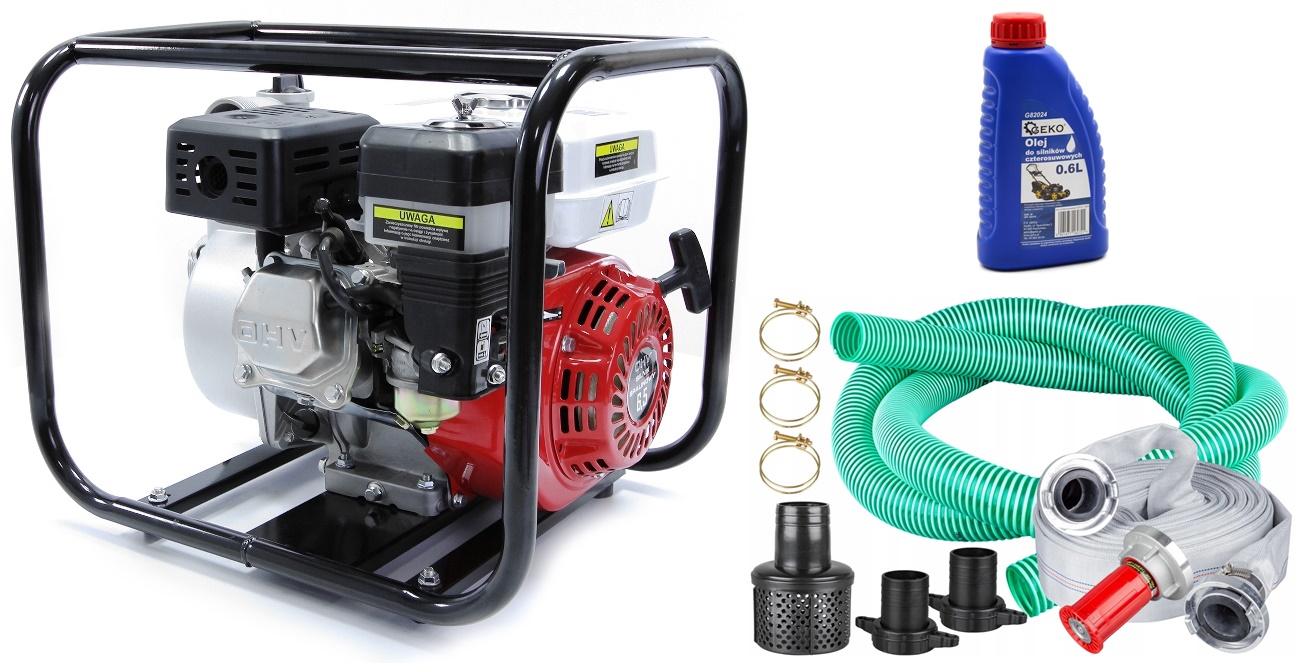 MAR-POL M799203 sada Benzínové vodné čerpadlo 2" 4,85kW + príslušenstvo