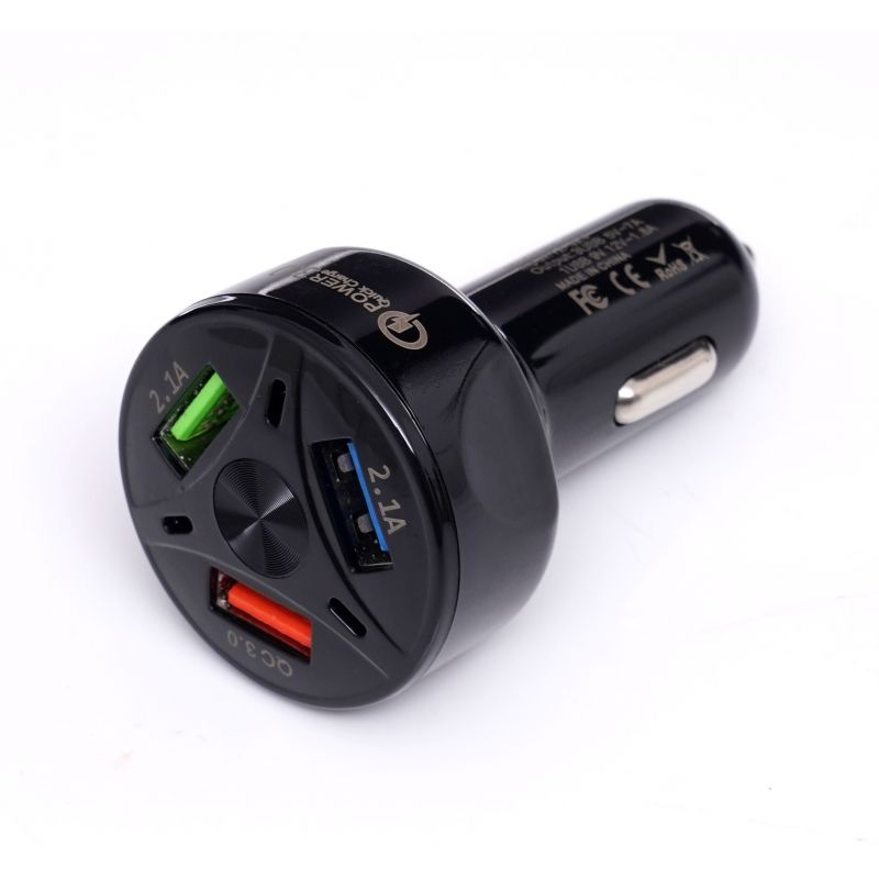 Kraft&Dele KD1238 Nabíjačka do auta RÝCHLE NABÍJANIE 3xUSB LED