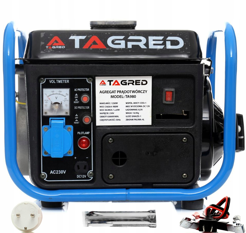 Tagred TA980 Jednofázová benzínová elektrocentrála 1250W 12V 230V