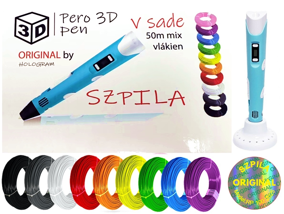 100ks SZPILA RP-100B Kreatívne 3D Pero tlačiareň pre deti s príslušenstvom 50m náplní