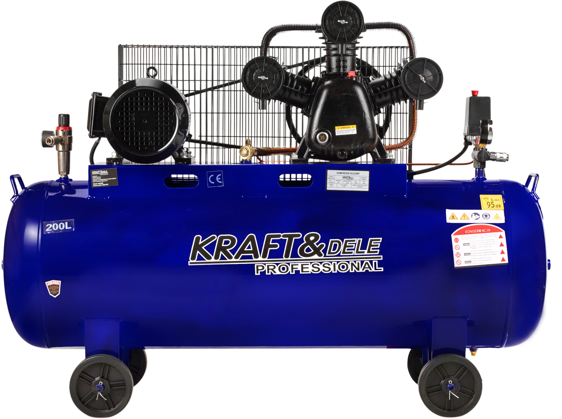 Kraft&Dele KD4059 Olejový kompresor 200l 3PIESTY 4.1 kW / 5.6 HP 80V