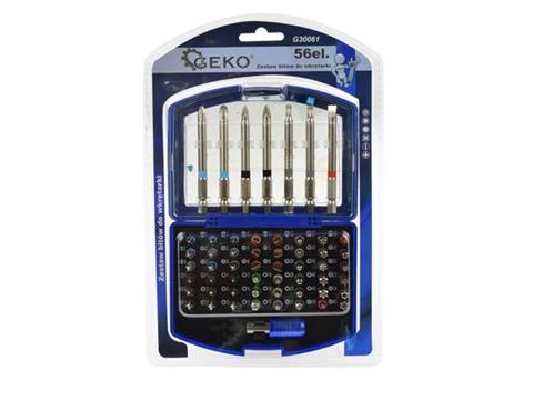 GEKO G30061 Sada bitov 56ks pre skrutkovač CRV magnetický držiak 65mm