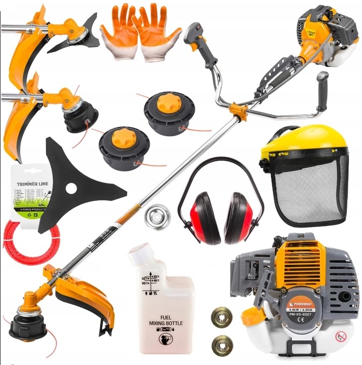 POWERMAT PM-KS-600T Benzínový motorový krovinorez vyžínač 6HP / 4,4 kW + príslušenstvo