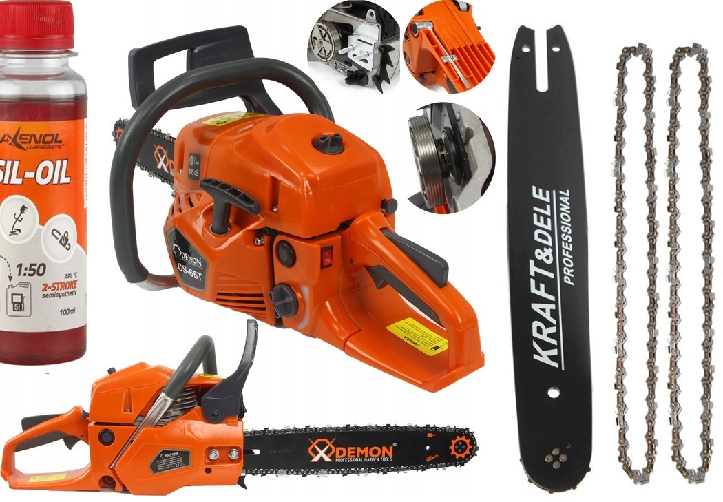 M83132 DEMON CS-65T + SADA Motorová píla reťazová benzínová 2,5kW CS65T + vodiaca lišta, reťaze a olej