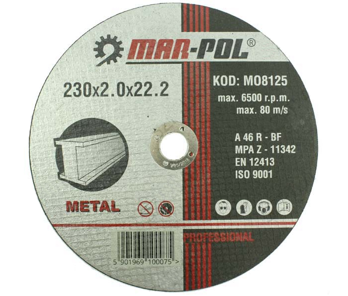 Mar-Pol M08125 Rezný kotúč na oceľ nerez 230mm