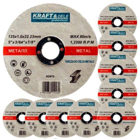 Kraft&Dele KD972 25ks 125mm Rezný kotúč na kov 125 x 1,0 x 22,23 mm