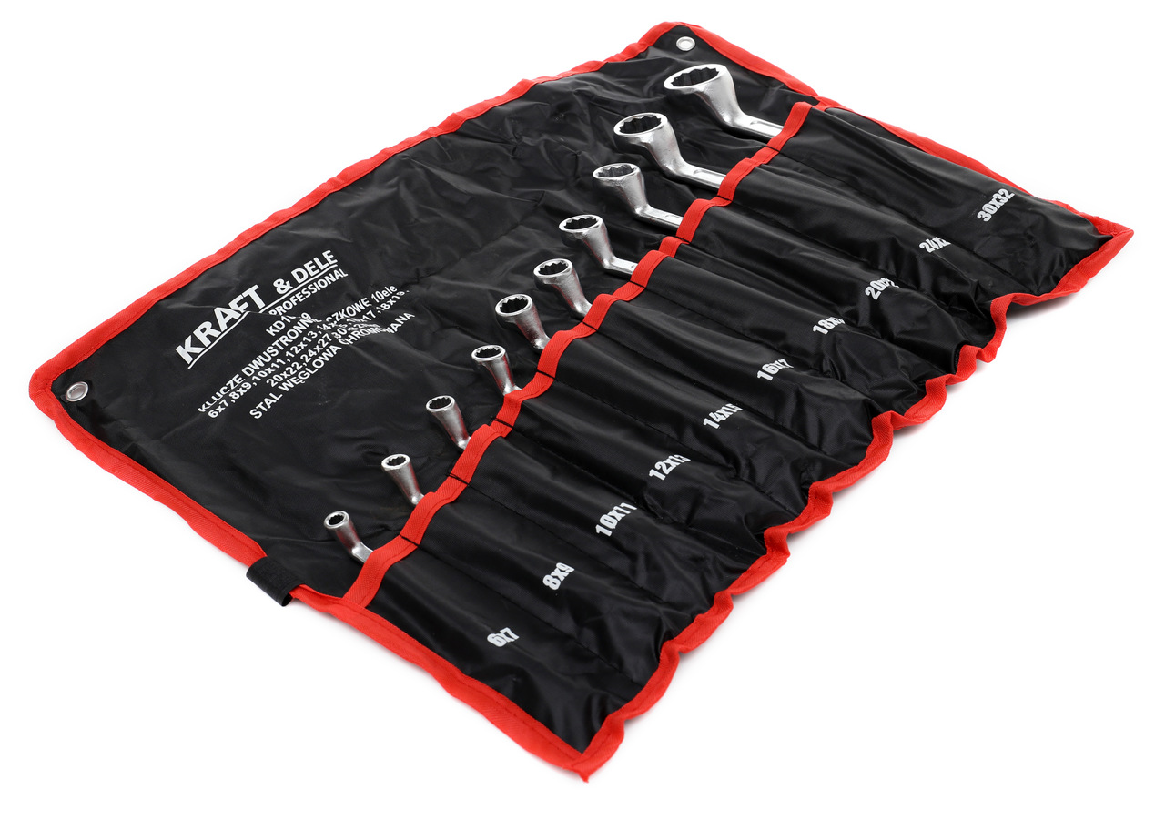 Kraft&Dele KD10929 Dvojstranné očkové kľúče 6-32mm puzdro 10ks Sada
