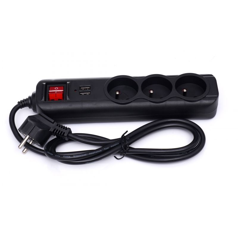 KRAFT&DELE KD4031 PREDLŽOVACÍ KÁBEL S USB 1,5M 3X ZÁSUVKY 2X USB PORT