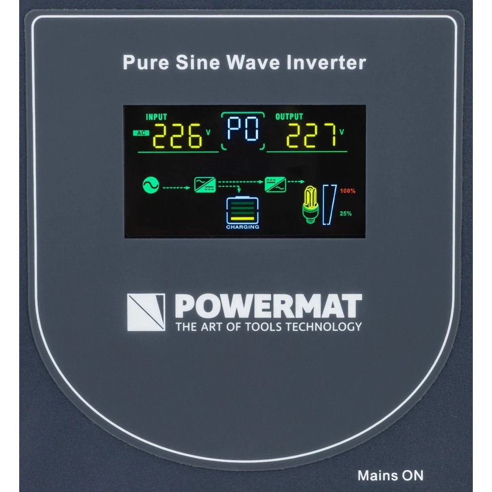 POWERMAT PM-UPS-800MP Záložný zdroj s LCD displejom pre PC, servery, ochrana 800VA / 640W
