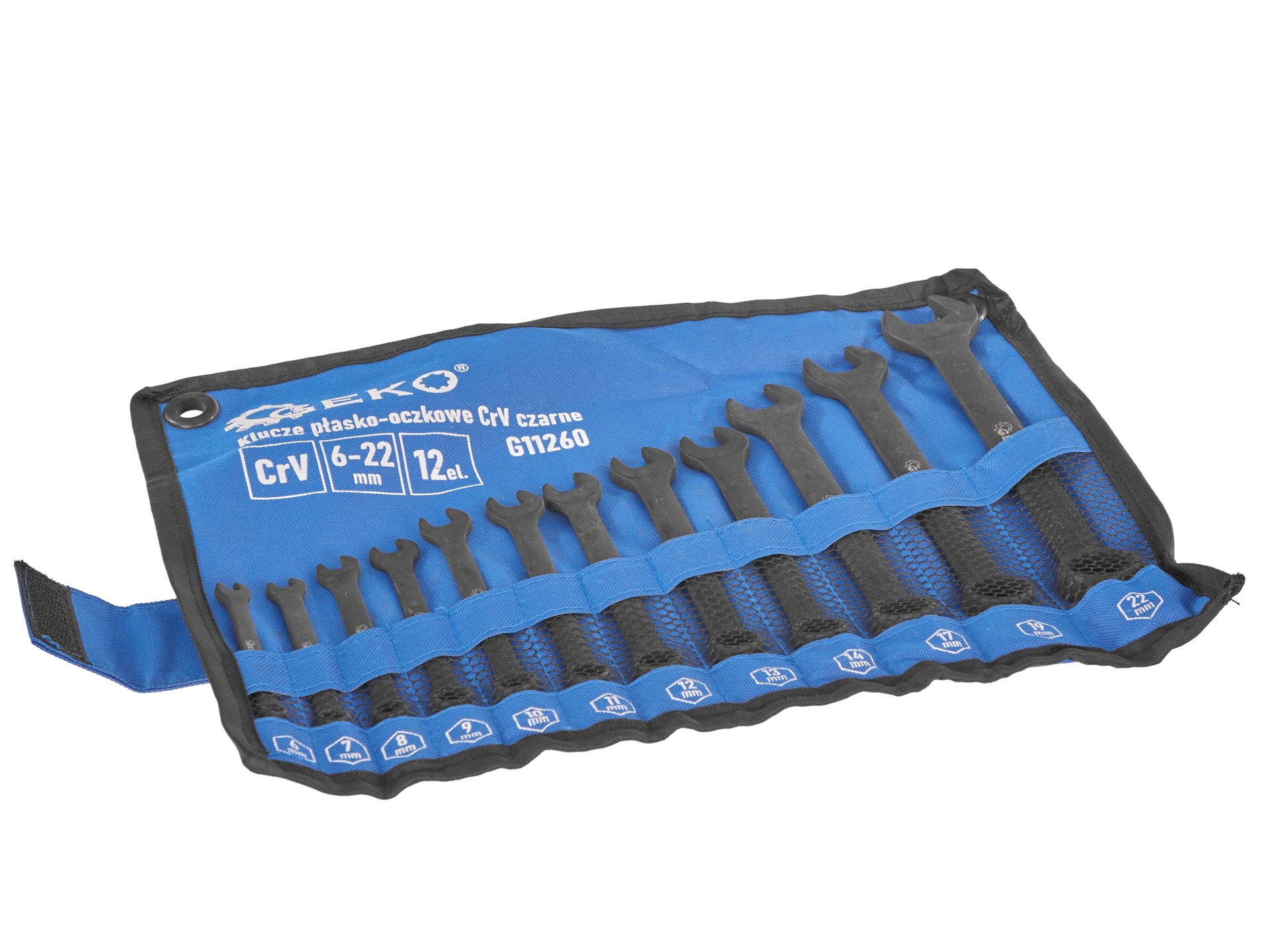 GEKO G11260 Kľúče očkoploché 6-22mm, CrV-čierne, sada 12ks