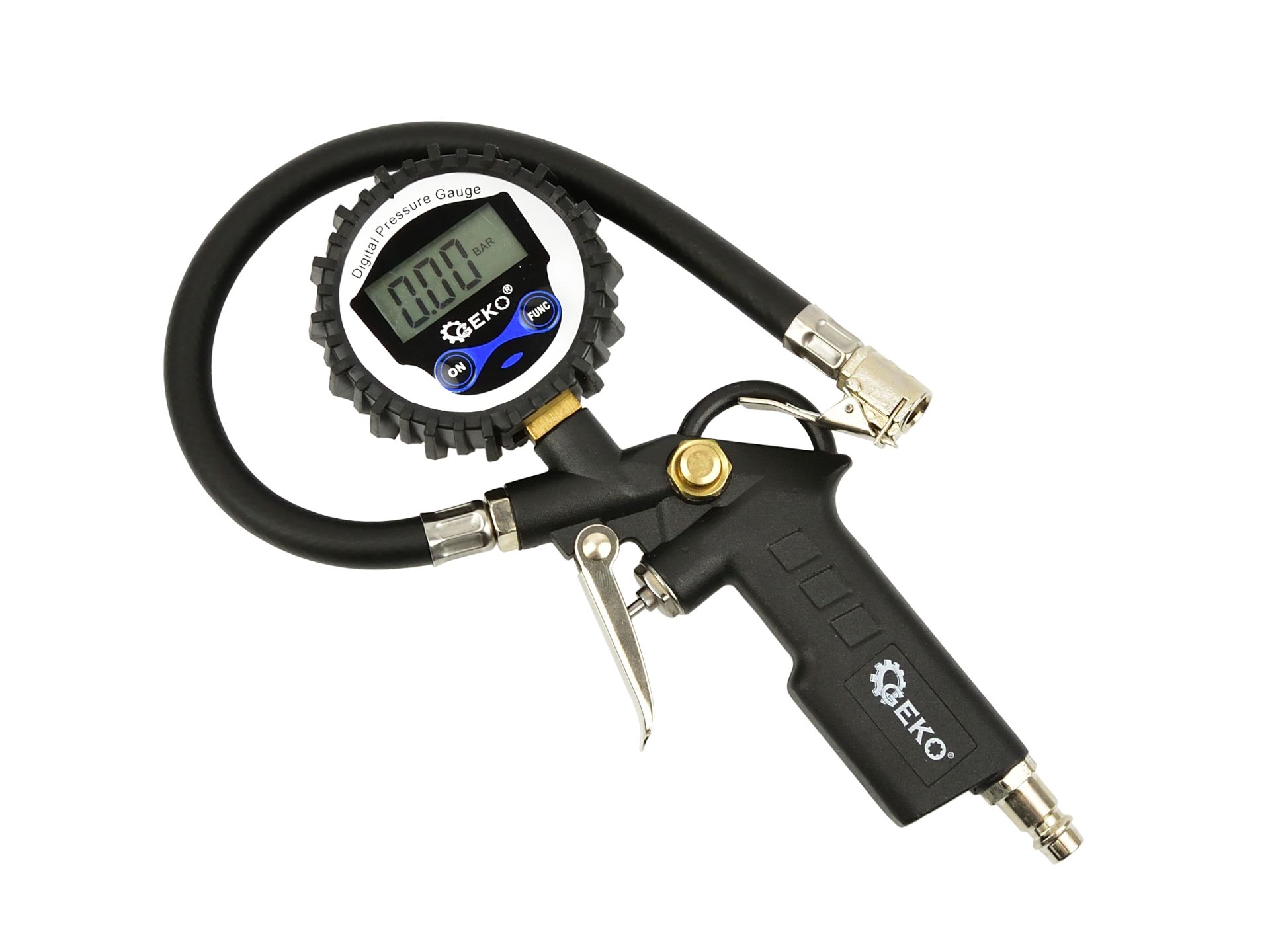 GEKO G03124 Hustiaca pištoľ na nafukovanie kolies s manometrom
