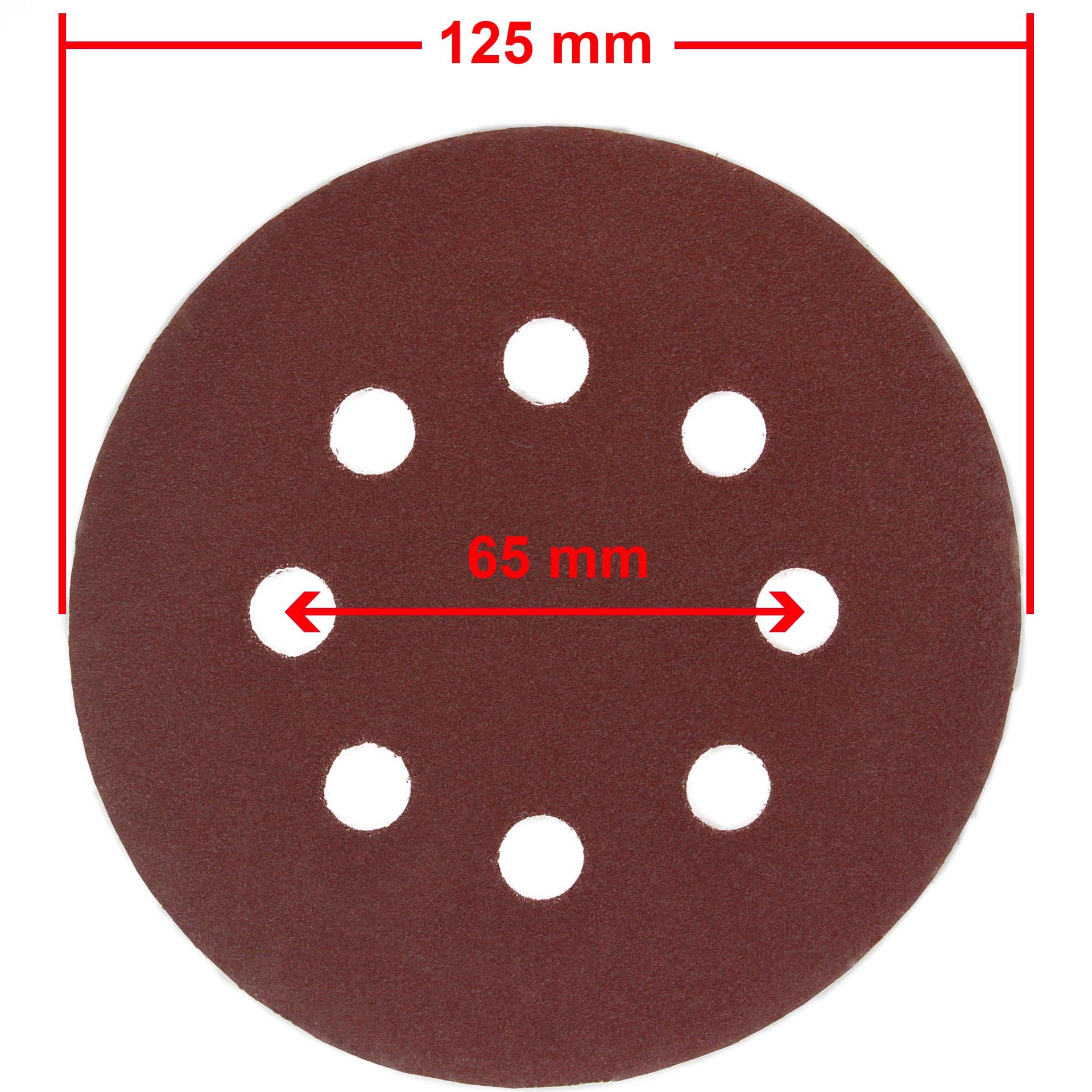 MAR-POL M08033 Brúsny papier na kotúč 125mm P150 8 otvorov šmirgeľ papier 10ks