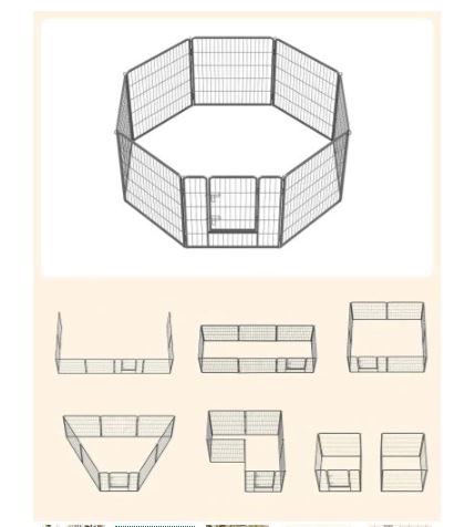 EXH174561 KVALITNÁ KOVOVÁ OHRÁDKA 8 DIELNA S BRÁNKOU 77x80cm 