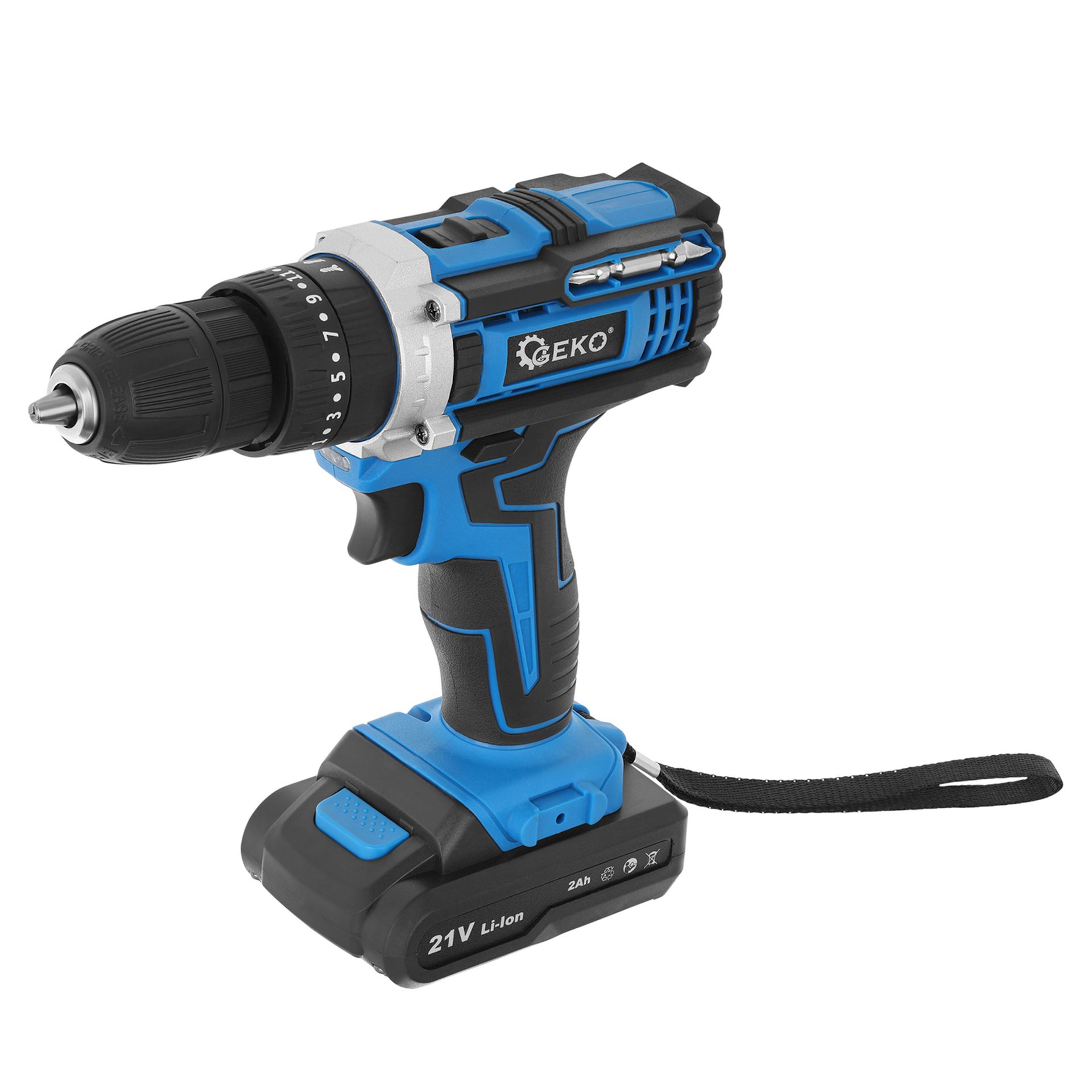 GEKO G80656 Akumulátorová vŕtačka s príklepom 21V, 2x 2ah