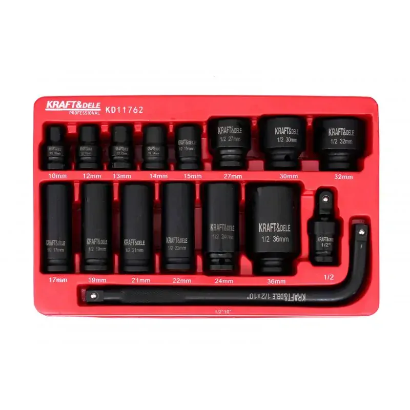 Kraft&Dele KD11762 Nástrčné hlavice kľúče 1/2" 16ks sada 6-hran