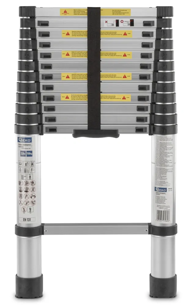 GEKO G02445  Hliníkový teleskopický rebrík 3,8 m 150 kg