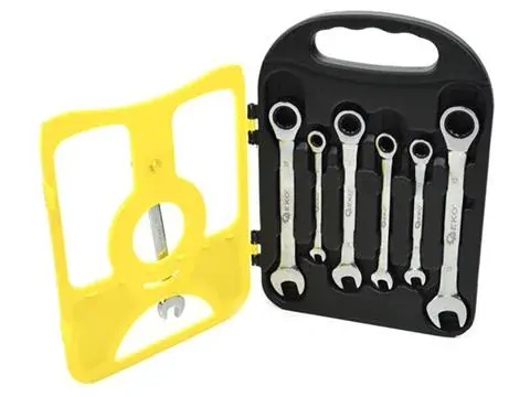 GEKO G10340 SADA KĽÚČOV 8-19mm OČKOPLOCHÉ KĽÚČE s račňou 7ks CrV