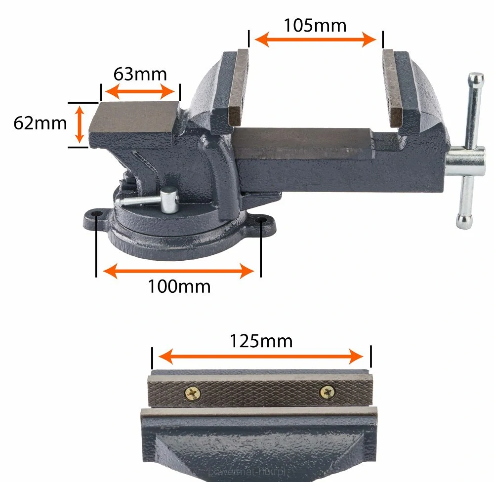 Powermat PM-IS-125T Zámočnícky otočný zverák 125mm s nákovou