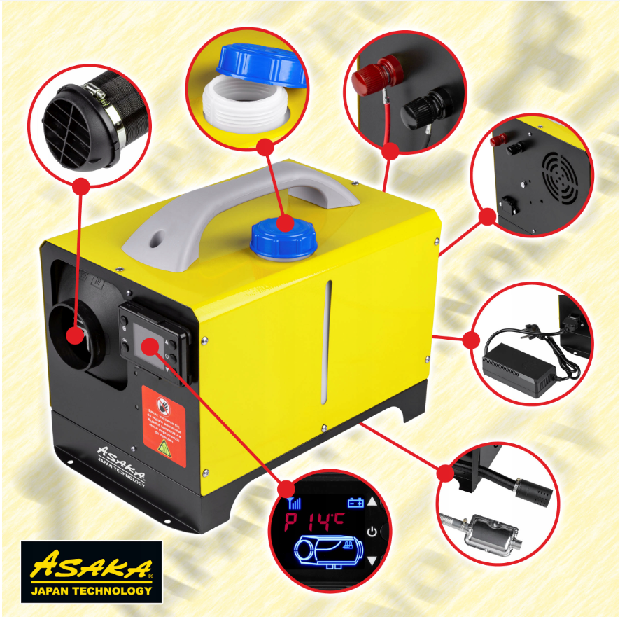 ASAKA ASOH12KW Ohrievač vzduchu kúrenie do auta 12kW 230V 12V