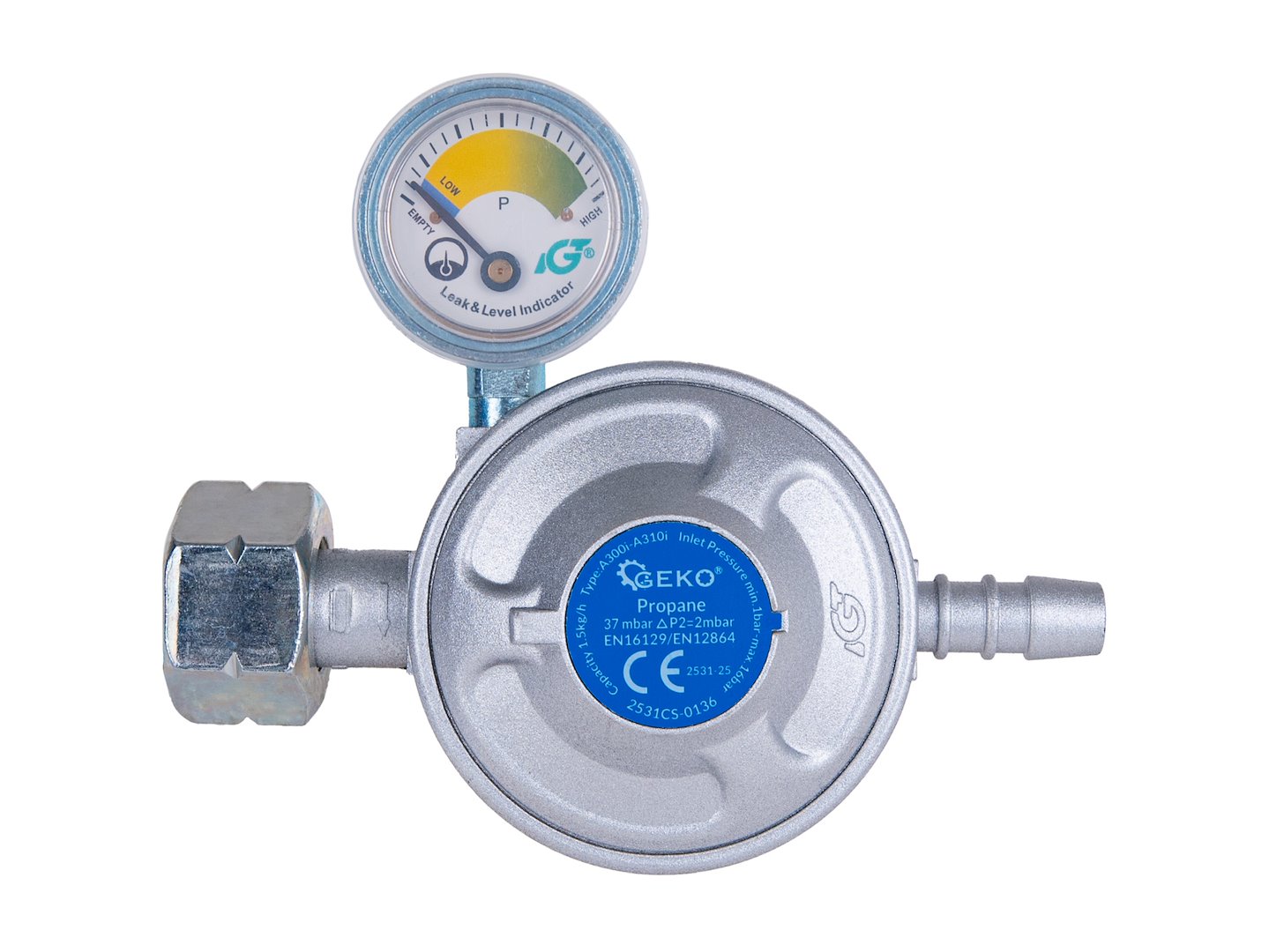 GEKO G80548 Redukce regulátoru plynu s tlakomerom 37mbar 1,5kg/h