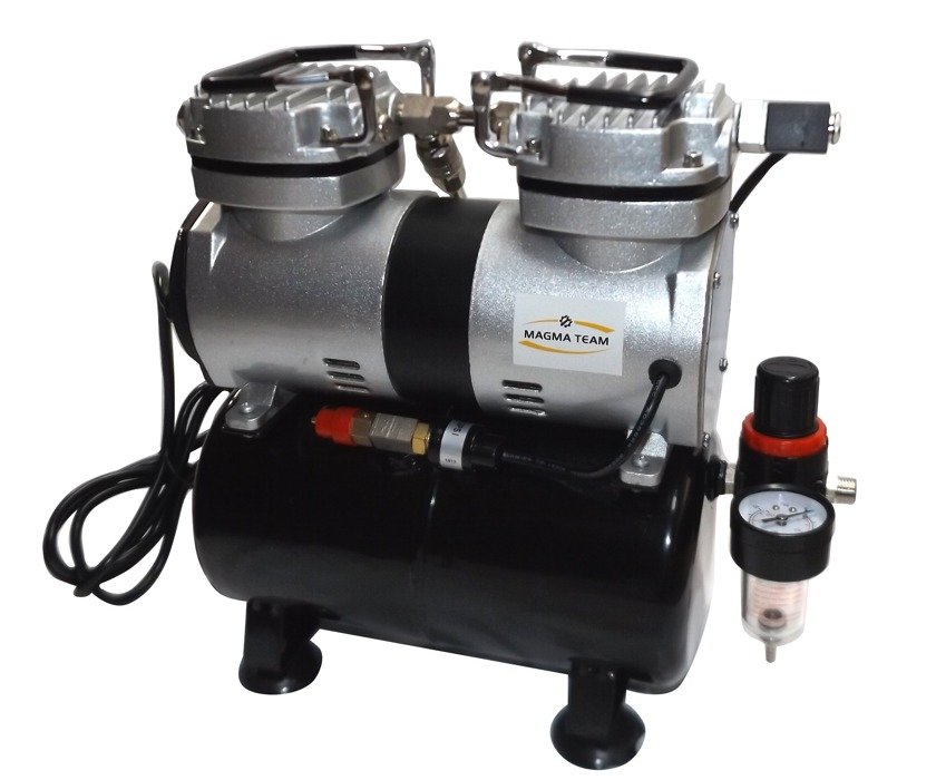 MAGMA 30T Dvojpiestový kompresor 3,5L 6bar +pištoľ + hadica